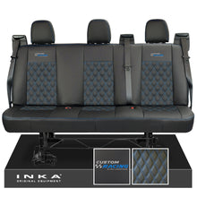 Load image into Gallery viewer, Ford Transit Custom INKA Custom Racing Rear Triple Tailored Leatherette Bentley Diamond Quilt Seat Covers Black MY12-25