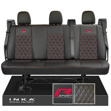 Load image into Gallery viewer, Ford Transit Custom INKA R-Sport Rear Triple Tailored Leatherette Bentley Diamond Quilt Seat Covers Black MY12-25