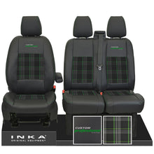 Load image into Gallery viewer, Ford Transit Custom INKA Custom Professional Front 1+2 Tartan Leatherette Tailored Seat Covers Black MY-12-23 (Choice of 7 Colours)