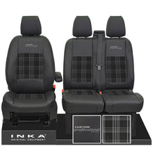 Load image into Gallery viewer, Ford Transit Custom INKA Custom Professional Front 1+2 Tartan Leatherette Tailored Seat Covers Black MY-12-23 (Choice of 7 Colours)