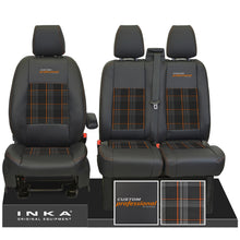 Load image into Gallery viewer, Ford Transit Custom INKA Custom Professional Front 1+2 Tartan Leatherette Tailored Seat Covers Black MY-12-23 (Choice of 7 Colours)