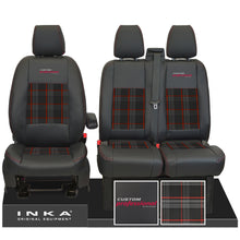 Load image into Gallery viewer, Ford Transit Custom INKA Custom Professional Front 1+2 Tartan Leatherette Tailored Seat Covers Black MY-12-23 (Choice of 7 Colours)
