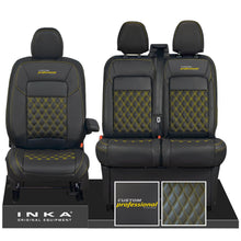 Load image into Gallery viewer, All New Ford Transit Custom Front 1+2 CUSTOM PROFESSIONAL INKA Bentley Leatherette Tailored Seat Covers Black MY-2024 (Choice of 7 Colours)