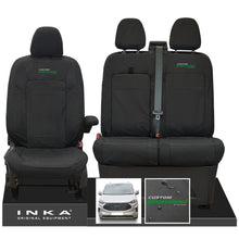 Load image into Gallery viewer, The All New Ford Transit Custom INKA Front 1+2 Tailored Waterproof Seat Covers Set Black MY-2024 Onwards - Custom Professional Embroidery