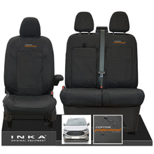 Load image into Gallery viewer, The All New Ford Transit Custom INKA Front 1+2 Tailored Waterproof Seat Covers Set Black MY-2024 Onwards - Custom Professional Embroidery