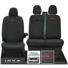 Load image into Gallery viewer, The All New Ford Transit Custom INKA Front 1+2 Tailored Waterproof Seat Covers Set Black MY-2024 Onwards - Custom Professional Embroidery