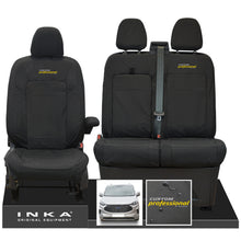 Load image into Gallery viewer, The All New Ford Transit Custom INKA Front 1+2 Tailored Waterproof Seat Covers Set Black MY-2024 Onwards - Custom Professional Embroidery