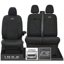 Load image into Gallery viewer, The All New Ford Transit Custom INKA Front 1+2 Tailored Waterproof Seat Covers Set Black MY-2024 Onwards - R-SPORT Embroidery