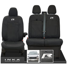 Load image into Gallery viewer, The All New Ford Transit Custom INKA Front 1+2 Tailored Waterproof Seat Covers Set Black MY-2024 Onwards - R-SPORT Embroidery