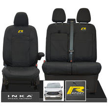Load image into Gallery viewer, The All New Ford Transit Custom INKA Front 1+2 Tailored Waterproof Seat Covers Set Black MY-2024 Onwards - R-SPORT Embroidery