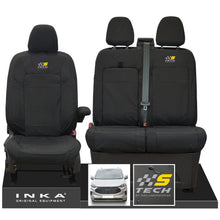 Load image into Gallery viewer, The All New Ford Transit Custom INKA Front 1+2 Tailored Waterproof Seat Covers Set Black MY-2024 Onwards - S-TECH Embroidery