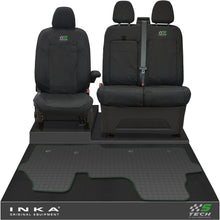 Load image into Gallery viewer, The All New Ford Transit Custom Front 1+2 Tailored Waterproof Seat Covers & Tailored Rubber Mat Black MY 2024+(Choice of 7 Colours) - S-TECH Embroidery