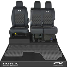 Load image into Gallery viewer, Vauxhall Vivaro MK3 Front 1+2 Bentley Diamond Quilt Leatherette Tailored Seat Covers & Tailored Rubber Mat Black MY19 To Present (Choice of 7 Colours)