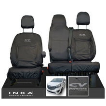 Load image into Gallery viewer, Vauxhall Vivaro B X82 SPORTIVE Front 1+2 INKA Tailored Waterproof Seat Covers Black MY-14-18 (Choice of 7 Colours) - CV Professional Embroidery