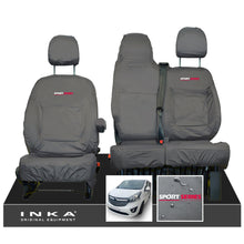 Load image into Gallery viewer, Vauxhall Vivaro B X82 SPORTIVE Front 1+2 INKA Tailored Waterproof Seat Covers Grey MY-14-18 (Choice of 7 Colours) - Sport-Series Embroidery