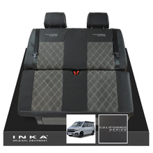Load image into Gallery viewer, VW California T6.1, T6, T5.1, T5 Ocean, Coast, Beach, SE, Surf INKA Tailored Seat Covers Second Skin Leatherette With Suedetara Bentley Diamond quilted centres