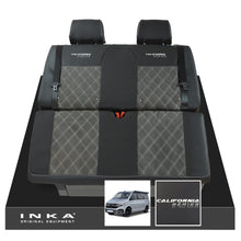 Load image into Gallery viewer, VW California T6.1, T6, T5.1, T5 Ocean, Coast, Beach, SE, Surf INKA Tailored Seat Covers Second Skin Leatherette With Suedetara Bentley Diamond quilted centres