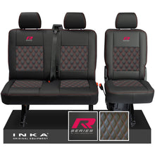 Load image into Gallery viewer, New VW Transporter T6.1, T6, T5.1 Rear 2+1 Bentley Diamond Quilt Tailored Leatherette Seat Covers Black Fits Panel Van & Kombi