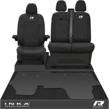 Load image into Gallery viewer, New VW Transporter T7 Panel Van INKA Front Set Tailored Waterproof Seat Covers & Tailored Rubber Mat Black MY25 Onwards