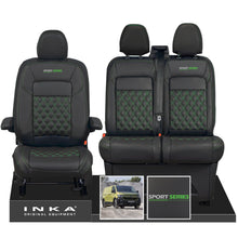 Load image into Gallery viewer, New VW Transporter T7 Panel Van INKA Front Bentley Leatherette Tailored Seat Cover Set Black MY25 Onwards - Sport-Series Embroidery