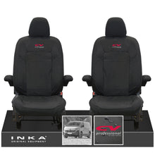 Load image into Gallery viewer, New VW Transporter T7 Panel Van INKA Front Set Tailored Waterproof Seat Covers Black MY25 Onwards - CV Professional Embroidery