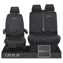 Load image into Gallery viewer, VW Transporter Shuttle T6.1, T6 Front 1+2 Tailored Waterproof Seat Covers Black MY-15-23 - Sport-Series Embroidery