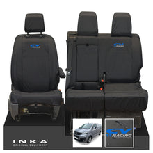 Load image into Gallery viewer, Vauxhall Opel Vivaro INKA Front 1+2 Tailored Waterproof Seat Covers Black MY19 to present - CV Racing Embroidery