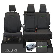 Load image into Gallery viewer, Vauxhall Opel Vivaro INKA Front 1+2 Tailored Waterproof Seat Covers Black MY19 to present - Sport-Series Embroidery