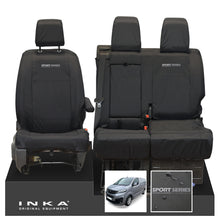 Load image into Gallery viewer, Vauxhall Opel Vivaro INKA Front 1+2 Tailored Waterproof Seat Covers Black MY19 to present - Sport-Series Embroidery
