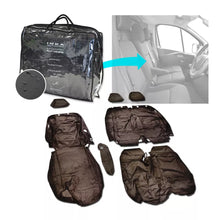 Load image into Gallery viewer, Nissan NV300 Front 1+2 Fully Tailored Waterproof Seat Covers Black MY 14-21 - Solid Base & Solid Backrest
