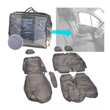 Load image into Gallery viewer, Nissan Primastar Front 1+2 Fully Tailored Waterproof Seat Covers Grey MY 22+ - Solid Base & Solid Backrest