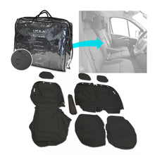 Load image into Gallery viewer, Nissan NV300 Front 1+2 Fully Tailored Waterproof Seat Covers Black MY 14-21 - Split Base & Solid Backrest
