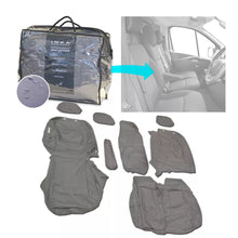 Load image into Gallery viewer, Nissan Primastar Front 1+2 Fully Tailored Waterproof Seat Covers Grey MY 22+ - Solid Base & Split Backrest
