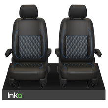 Load image into Gallery viewer, VW Transporter T6.1,T6,T5.1 Front 1+1 INKA Bentley Diamond Quilt Tailored Seat Covers Black Fits Panel Van & Kombi