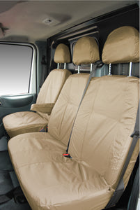 VW Transporter T6.1 , T6 , T5.1 INKA Front 1+2 Tailored Waterproof Seat Covers Sand MY-15-23