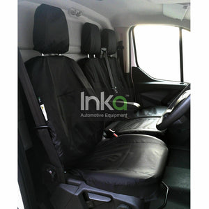 Ford Transit Custom INKA Front 1+2 Tailored Waterproof Seat Covers Set Black MY12-23 (not for models with flip down armrest with cupholders)