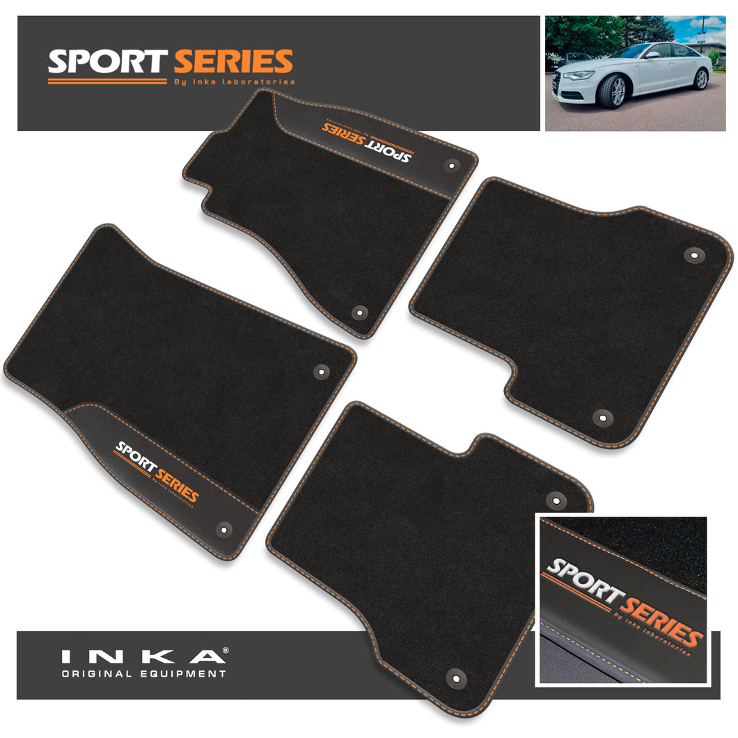 Audi A6 Tailored Car Mats (Front & Rear Set) with Premium Carpet & OEM Leatherette Fits MY 2011-2019