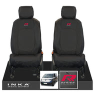 VW ID Buzz Cargo Front 1+1 INKA Tailored Waterproof Seat Covers Black with Embroidery MY22 onwards - R-Series Embroidery