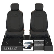 VW ID Buzz Cargo Front 1+1 INKA Tailored Waterproof Seat Covers Black with Embroidery MY22 onwards - Sport-Series Embroidery