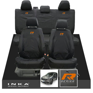 VW Caddy Kombi Maxi Life INKA Front & Rear Tailored Waterproof Seat Covers Black MY-2007-2019 (Choice of 7 Colours)