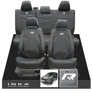 VW Caddy Kombi Maxi Life INKA Front & Rear Tailored Waterproof Seat Covers Grey MY-2007-2019 (Choice of 7 Colours)