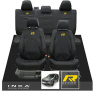 VW Caddy Kombi Maxi Life INKA Front & Rear Tailored Waterproof Seat Covers Black MY-2007-2019 (Choice of 7 Colours) - R-Series Embroidery