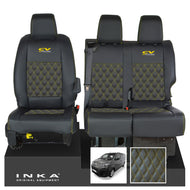 Citroen Dispatch INKA Front 1+2 Bentley Diamond Quilt Leatherette Tailored Seat Covers Black MY16 To Present - CV Racing Embroidery