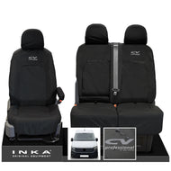 VW Crafter MK2 INKA Front Set 1+2 Tailored Waterproof Seat Covers Black MY-2017 Onwards [Choice of 7 Colours] - CV Professional Embroidery