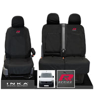 VW Crafter MK2 INKA Front Set 1+2 Tailored Waterproof Seat Covers Black MY-2017 Onwards [Choice of 7 Colours] - R-Series Embroidery