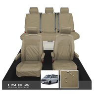 VW California Ocean/Coast/Beach/Surf Inka Fully Tailored Waterproof Seat Covers Sand Front & Rear With ISOFIX Fits T6.1 ,T6,T5.1 all model years fits with and without airbags - CALI-SERIES Embroidery