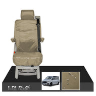 VW California Ocean/Coast/Beach/Surf Inka Fully Tailored Waterproof Seat Covers Sand Rear Single Swivel Fits T6.1 ,T6,T5.1 all model years fits with and without airbags - CALI-SERIES Embroidery