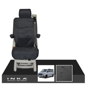 VW California Ocean/Coast/Beach/Surf Inka Fully Tailored Waterproof Seat Covers Black Rear Single Swivel Fits T6.1 ,T6,T5.1 all model years fits with and without airbags