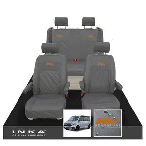 VW California Ocean/Coast/Beach/Surf Inka Fully Tailored Waterproof Seat Covers Grey Front & Rear With ISOFIX Fits T6.1 ,T6,T5.1 all model years fits with and without airbags