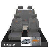 VW California Ocean/Coast/Beach/Surf Inka Fully Tailored Waterproof Seat Covers Grey Front & Rear With ISOFIX Fits T6.1 ,T6,T5.1 all model years fits with and without airbags - RV ADVENTURE Embroidery